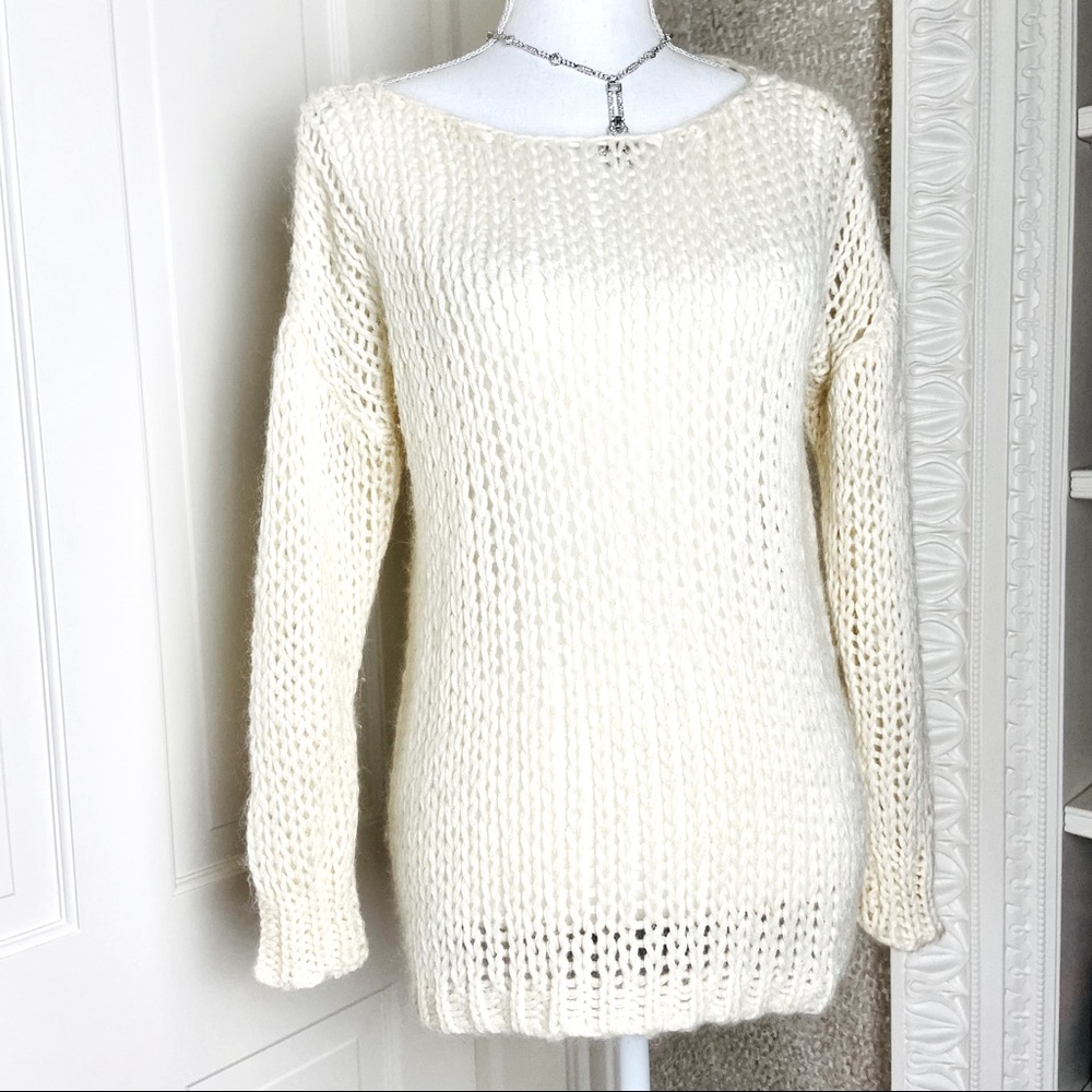 Saint Laurent off white wool mohair chunky sweater XS
